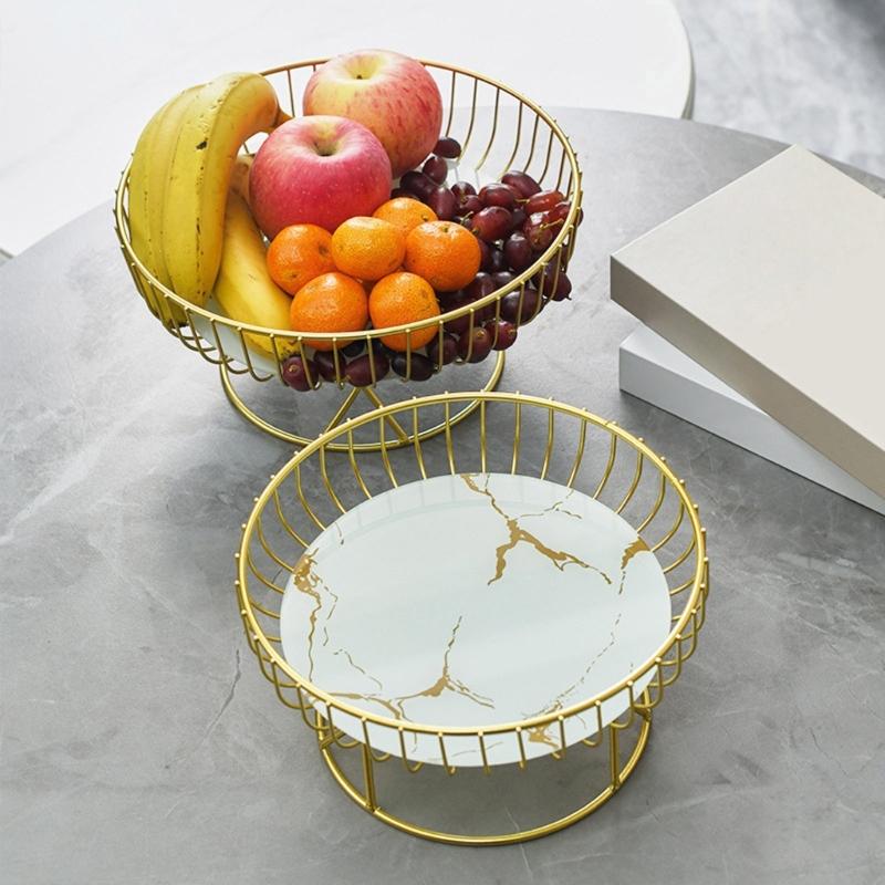 Metal Wire Fruit-Basket Fruit Bowl Modern Fruit-Basket for Vegetable-Snack-Countertop Metal Fruit Tray Table-Centerpiece