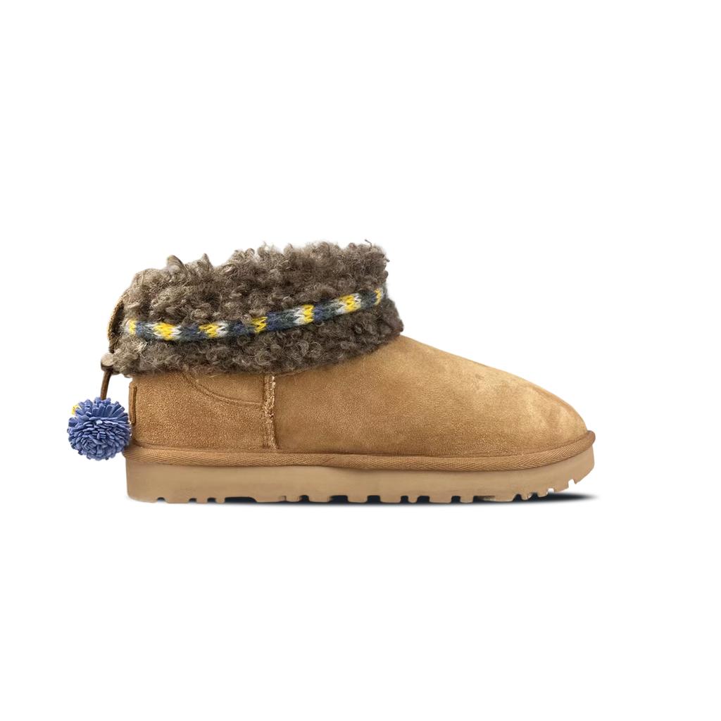 UGG CLASSIC ULTRA MINI Sheepskin Thermal Ankle Length Snow Boots Women's Chestnut Brown 1116109-CHE(Team401-)