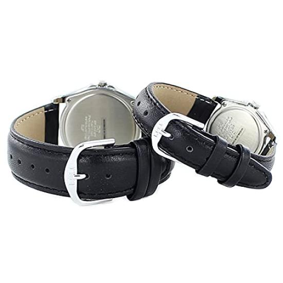 [Citizen] Q&Q H008H009-304 Pair Watch, Solar Powered, Retro Design, Leather Strap, White & Black (Domestic Genuine Product)