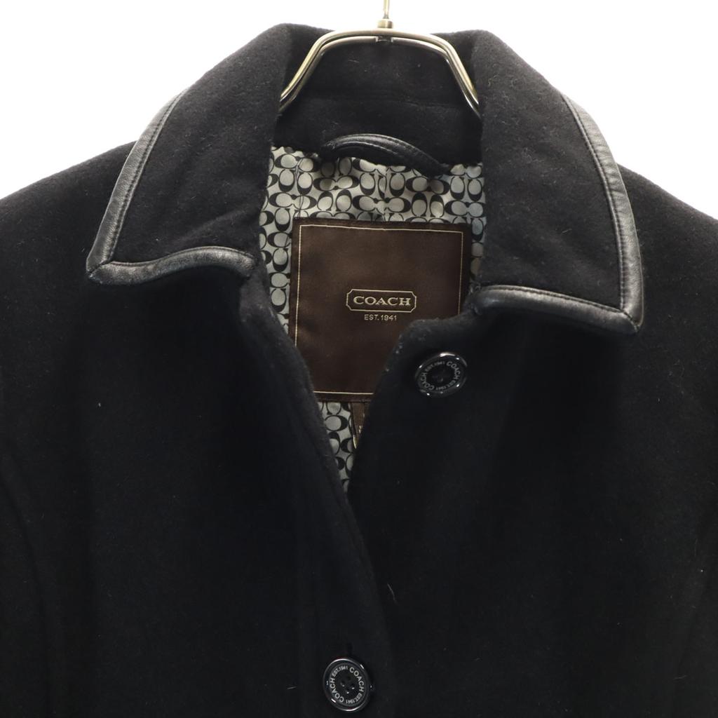 Coach Melton Edelstahl Kragenmantel XS schwarz Damen Gebraucht
