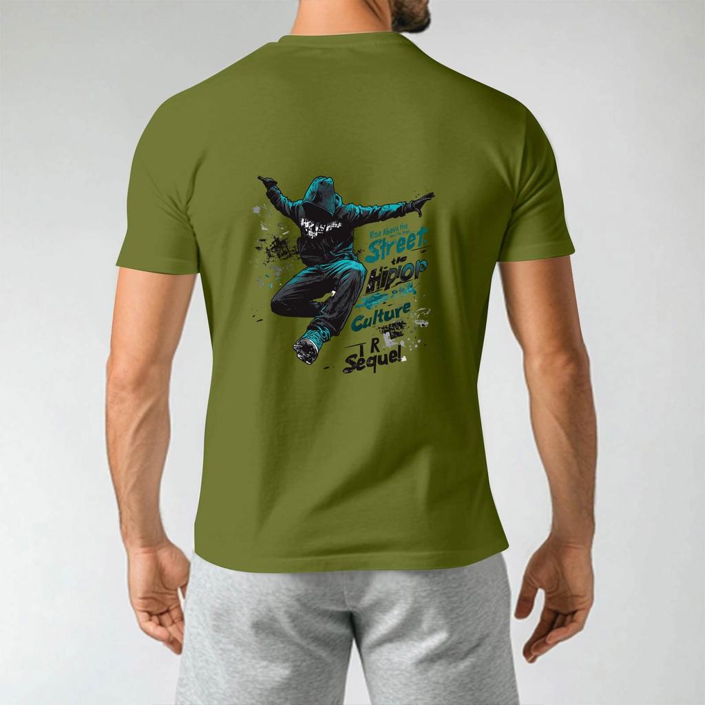 Men's Round Neck Casual Street Printed Short-sleeved T-shirt Top