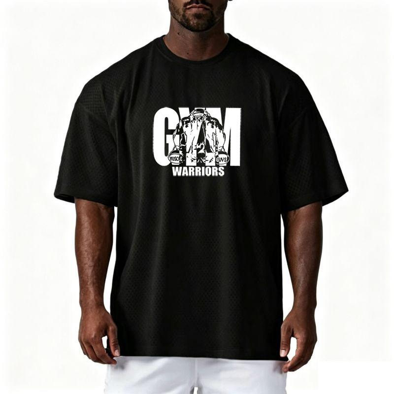 T-shirt Casual Sportiva da Uomo Oversize Larga Palestra Bodybuilding Fitness Manica Corta Estate Rete Asciugatura Rapida Traspirante Abbigliamento