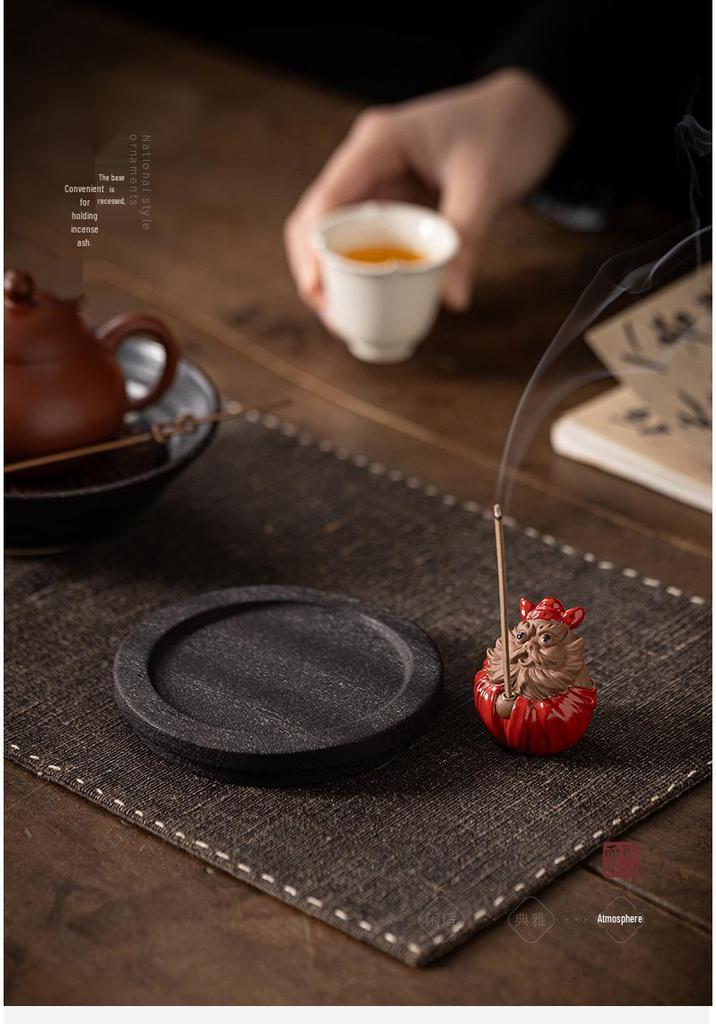 Zhong Kui Ceramic Incense Burner and Holder for Indoor Use - Tea Table Ornament
