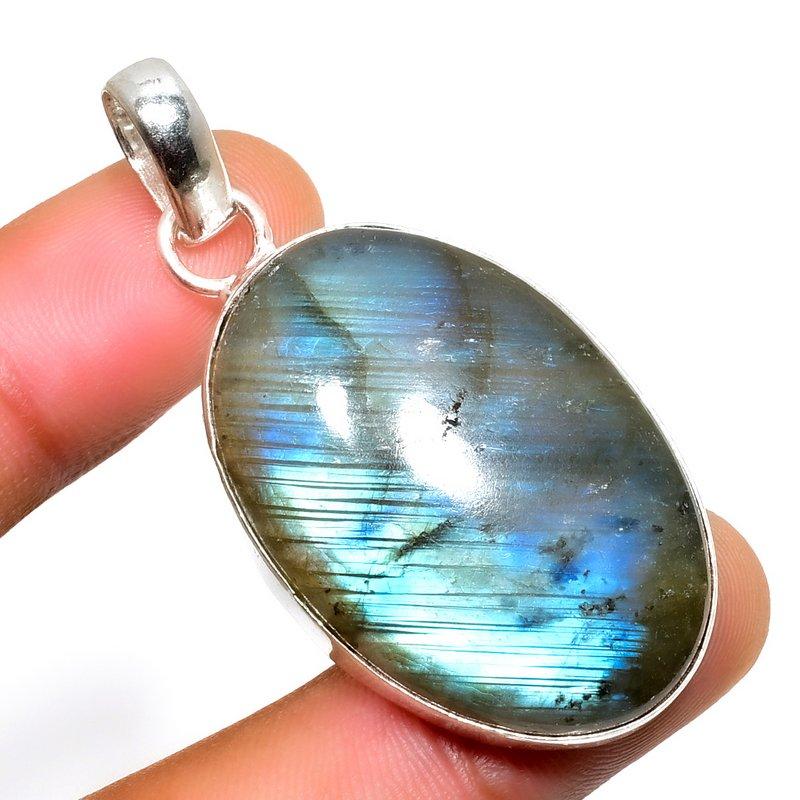 

Ювелирный кулон ручной работы с драгоценным камнем Лабрадорит 925 пробы, посеребренный, 1,96 дюйма