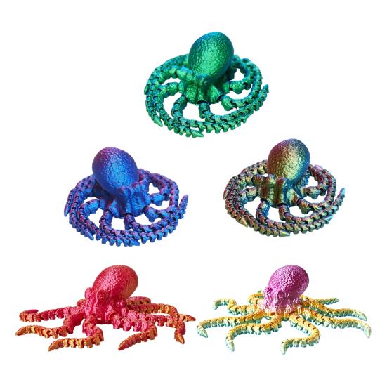 3D Printed Cthulhu Octopus Figurine Movable Joints Octopus Figure Articulated Sea Animal Model Fidget Toy Desktop Decoration Ornament