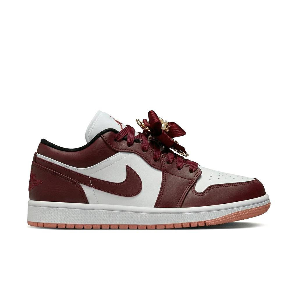 Jordan Air Jordan 1 Cushioning Slip Resistant Abrasion Resistant Low top Vintage Basketball Shoes Women's White Red DC0774-182(Team59-SBOX)