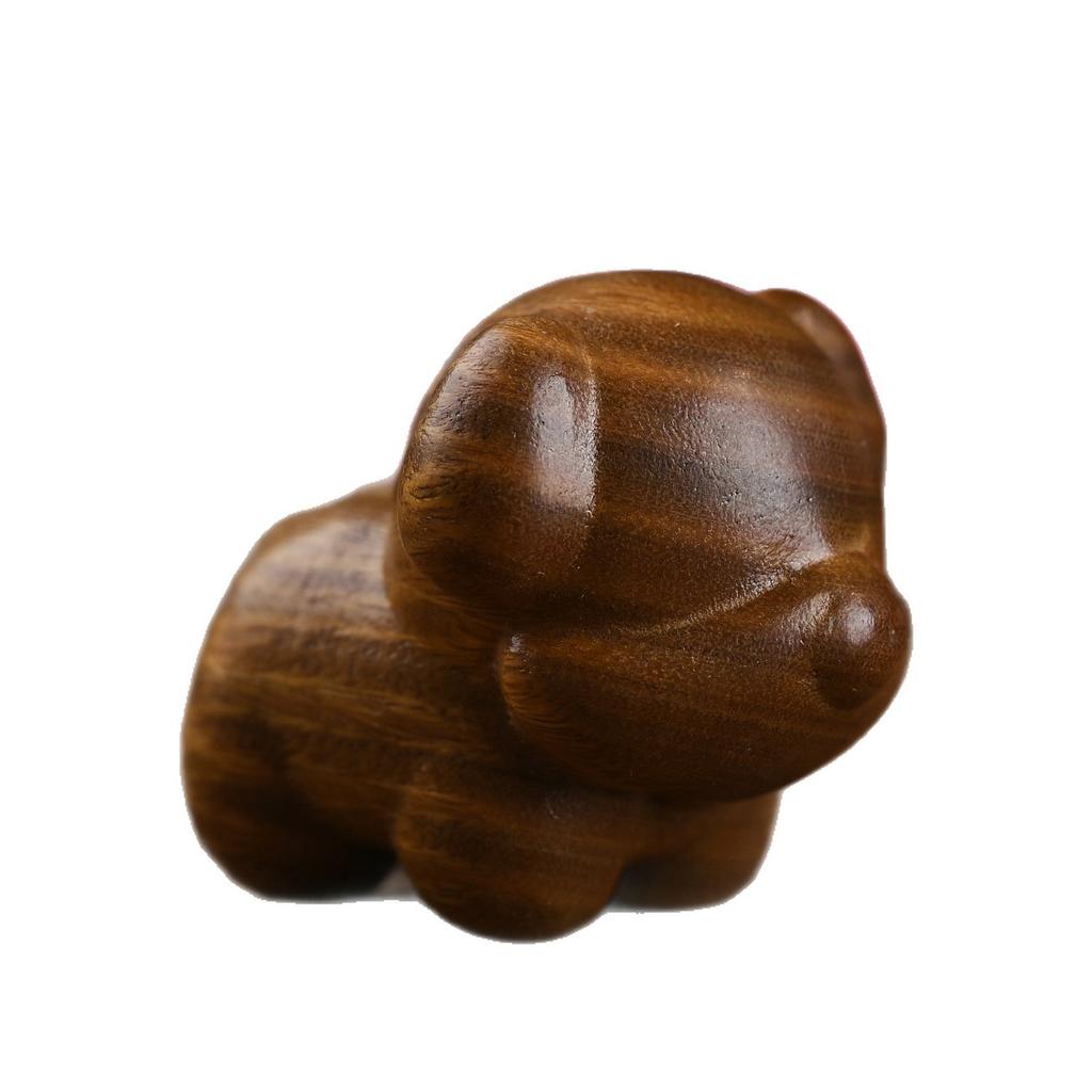 Green Sandalwood Little Puppy - Healing Cute Cartoon Pet, Creative Home Wooden Carving Ornament, Handheld Art Piece