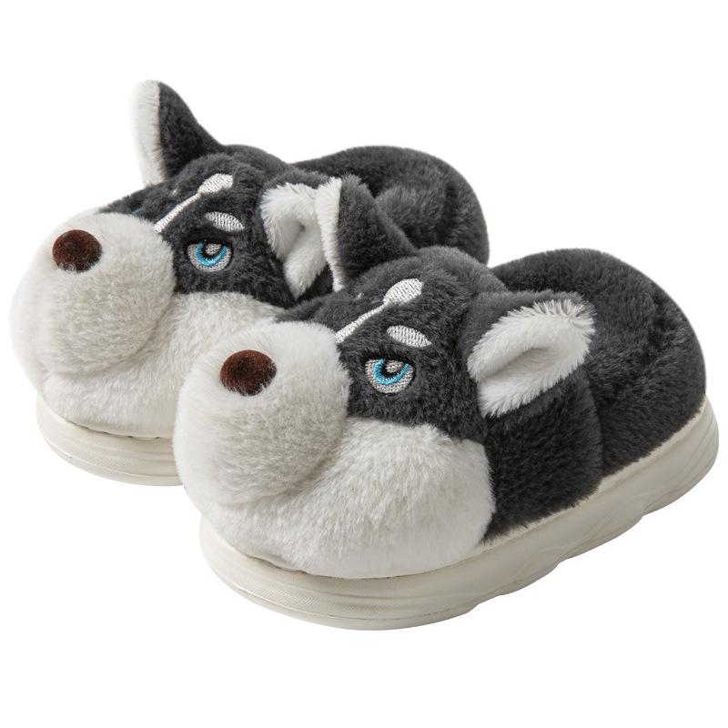 Kids' Winter Cotton Slippers - Warm Indoor Shoes with Thick Soles & Husky Design for Boys and Girls