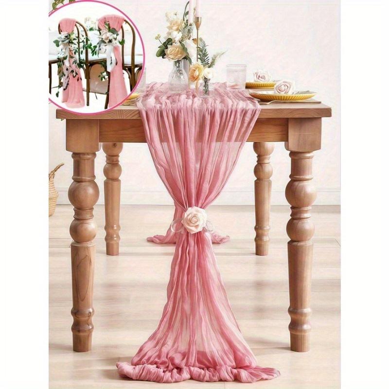 

1 шт. 90*180 см Богемный стиль Марлевая длинная скатерть Полупрозрачная марлевая Романтическая скатерть для свадебного приема Невеста Праздник День рождения розовый