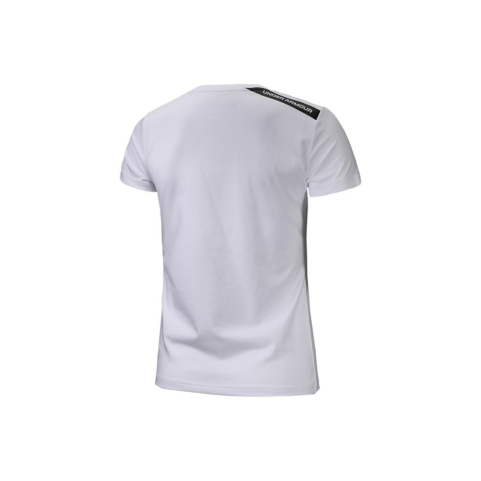 Under Armour Printed Logo Knit Crew Neck T-Shirt Women Tops White 22500520-100