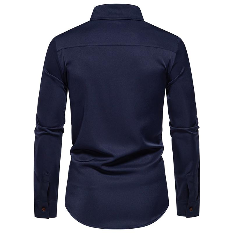 Cozy Up Herren Langarmshirt mit Dreiecksausschnitt und Tasche in Kontrastfarbe