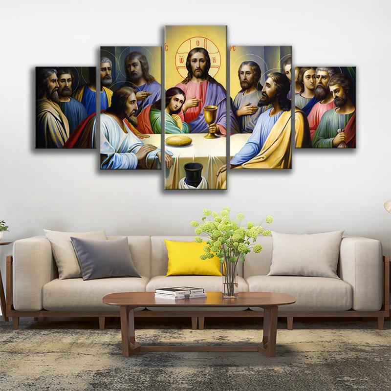 5-teiliges Leinwandbild „Jesus und seine Jünger“, Poster, Wohnzimmer, christliche Malerei, HD-Drucke, Schlafzimmer, HD-Heimdekoration