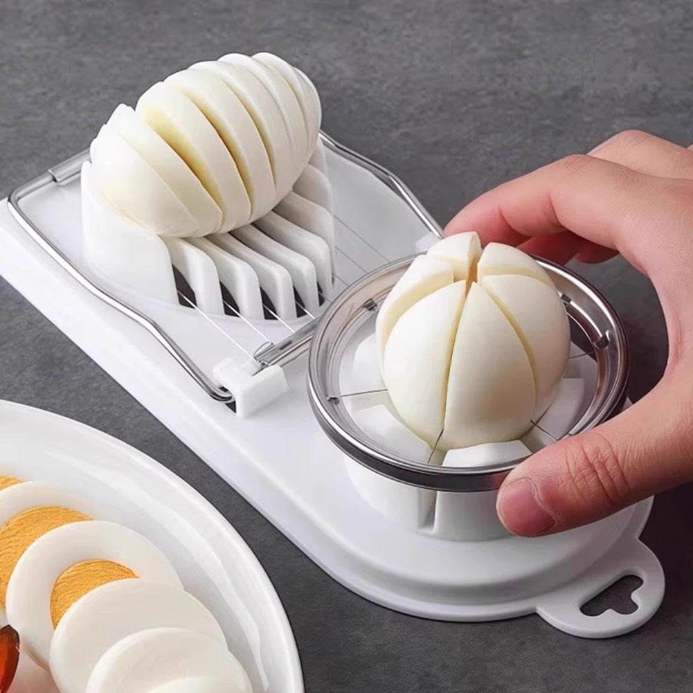 Multifunctional PP Base Egg Cutter 2-in-1 Stainless Steel Wire Pull Egg Cutter for Hanging High-quality Kitchen Accessory Tools