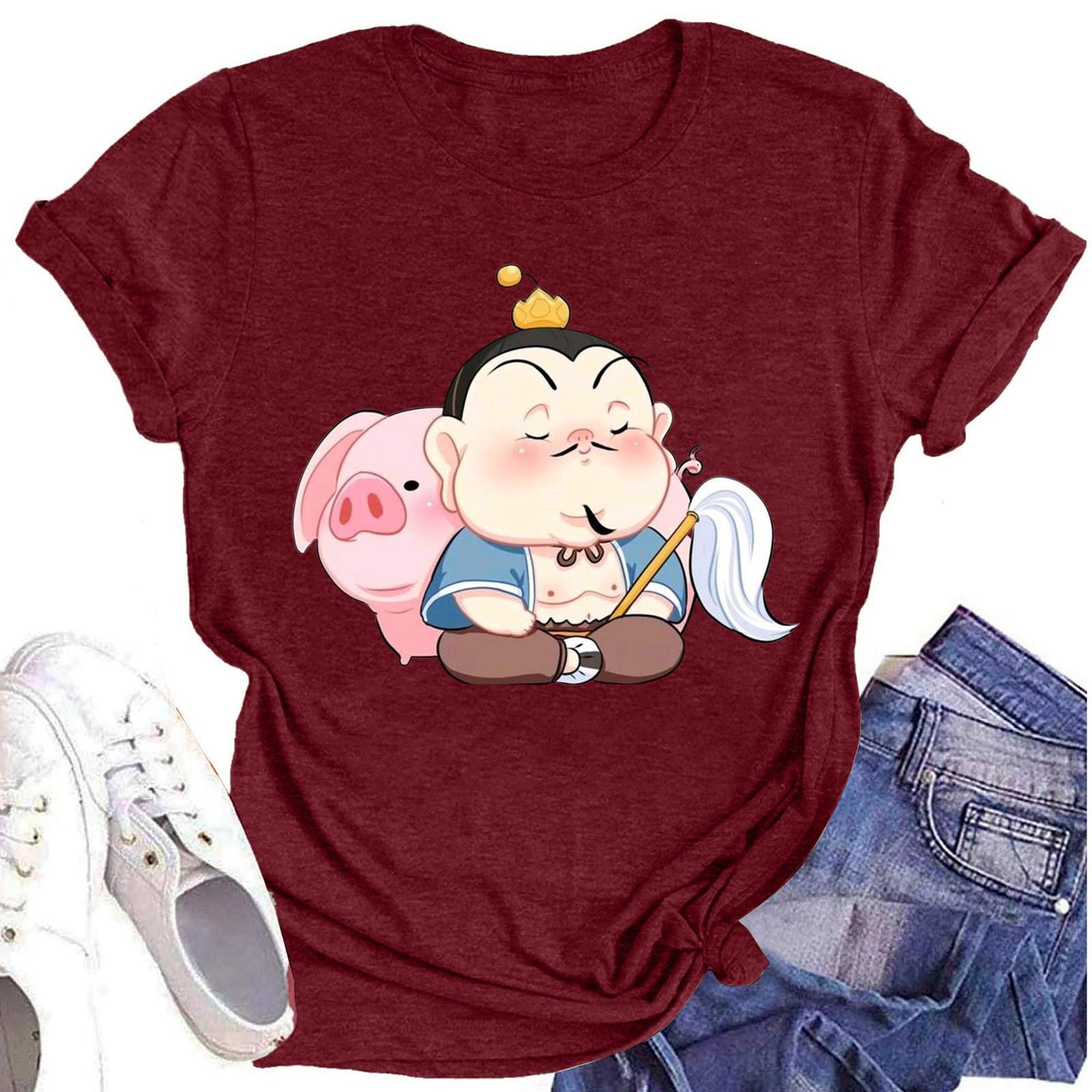 

Men s And Women s Printed Round Neck Short-sleeved T-shirt Top XL винний