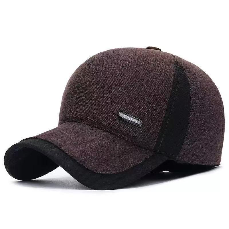 Hat Men's Fleece Warm Winter Dad Grandpa Head Ear Protector Old Peaked Cap Baseball Cap