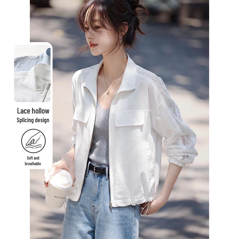 Chushen Women s Stand-Collar Casual Sun Protection Short Jacket L