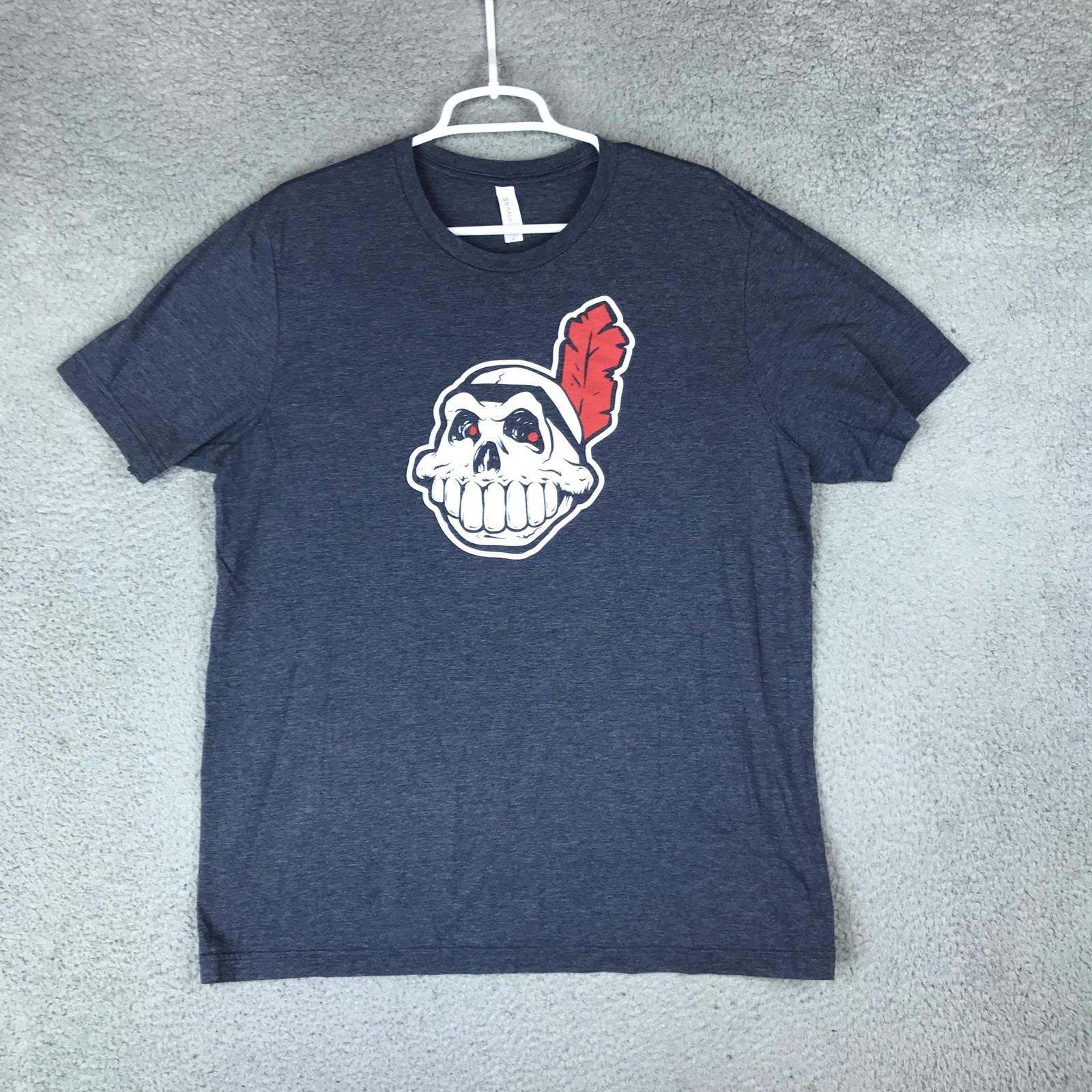 Bella + Canvas Shirt Mens XL Blue Skull Feather Graphic Tee Halloween Top S