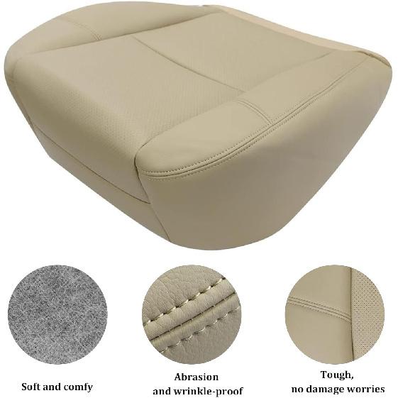 GXARTS Light Tan #333 313 Driver or Passenger Side Bottom Perforated Leather Seat Cover Fit for Chevy Tahoe Suburban GMC Sierra Yukon 2007-2014 Fit