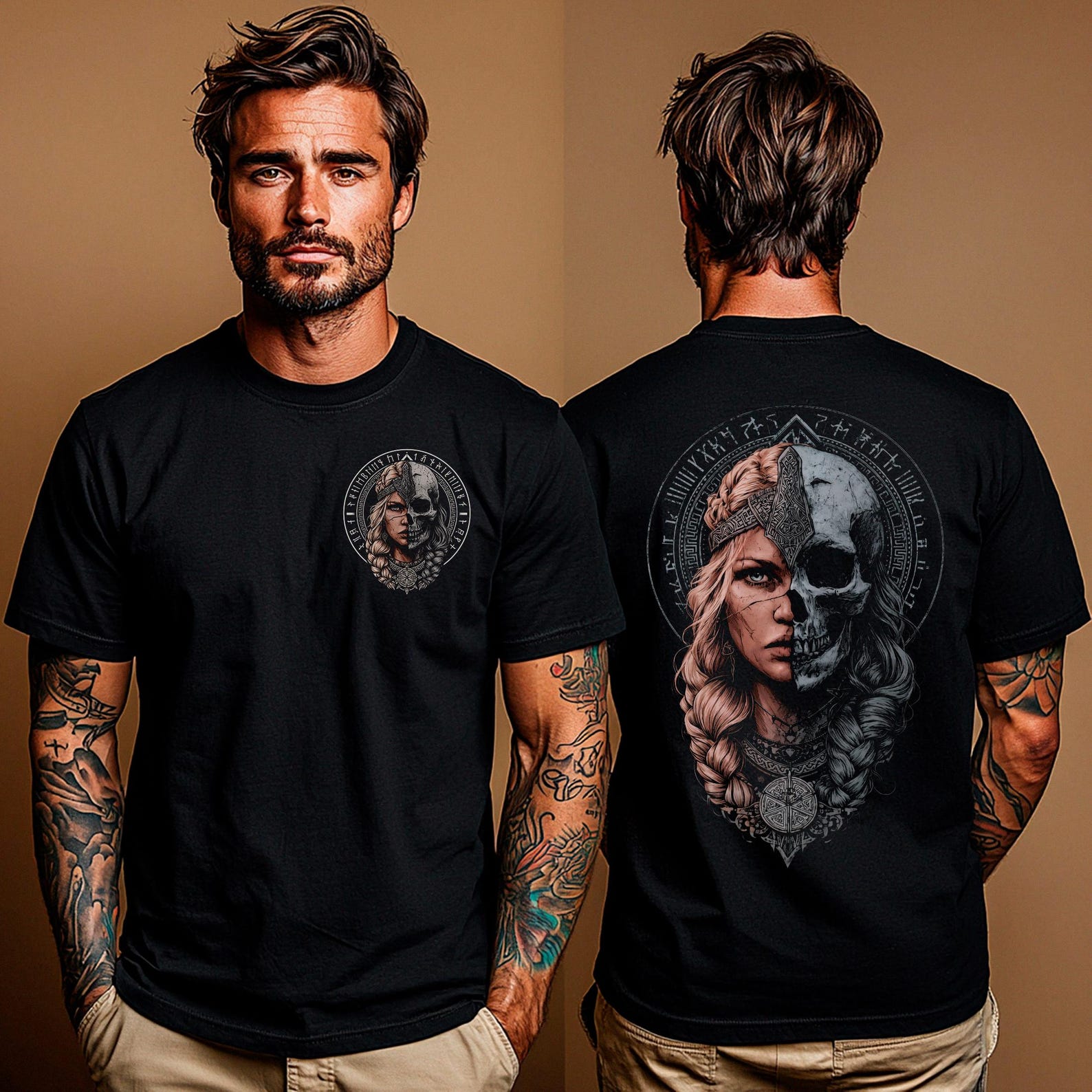 Hel Norse Goddess T-Shirt: Viking Death Goddess Back Print Shirt | Nordic Helheim Pagan Tee | Asatru Mythology Gift for Gothic Fashion Lover 3XL