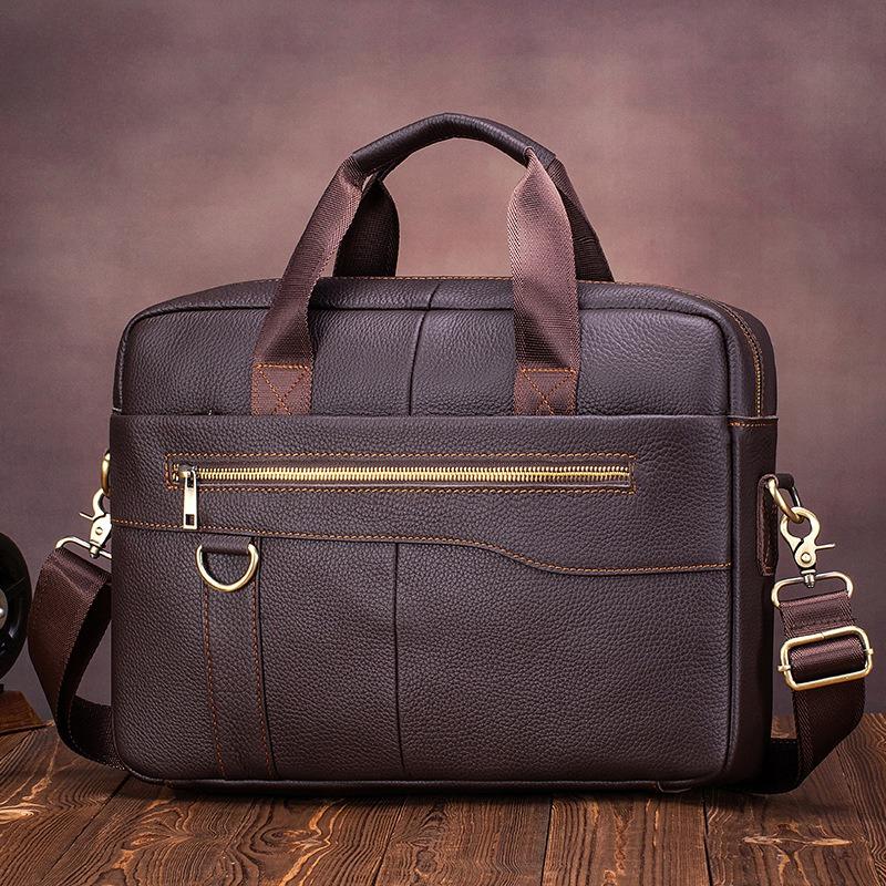 Men's Briefcase, Cowhide Men's Official Briefcase, Hand-held, Single-shoulder Computer Bag