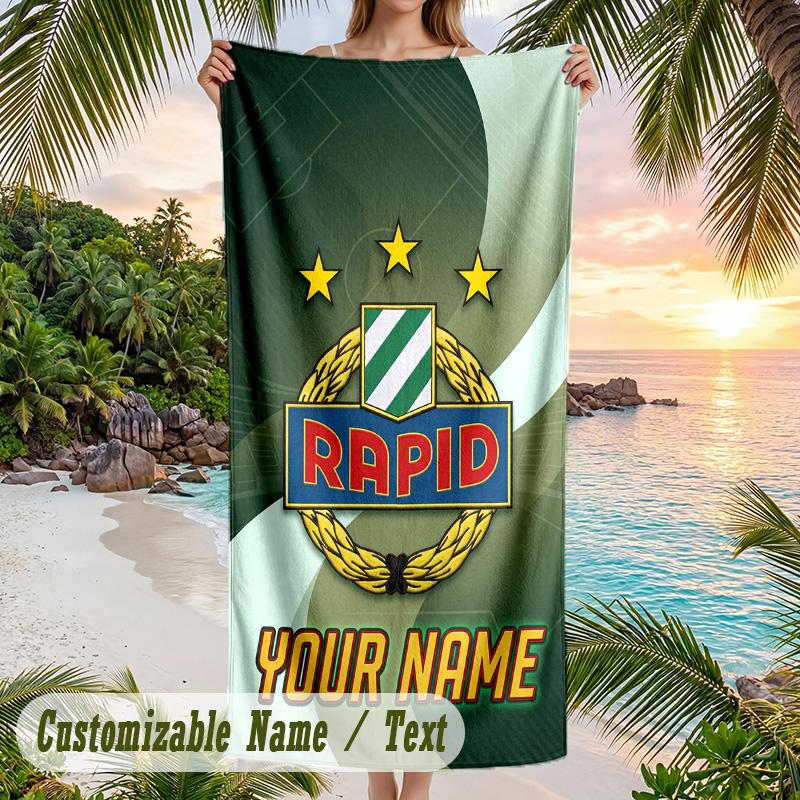 Beach Towel Rapid Wien FC Print Custom Name Text Soft Towel for Swimming Pool