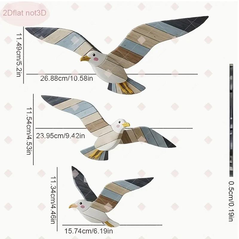 Retro Seagull Wall Decoration Set Wooden Seagull Ornament Room Decoration Living Room, Office Decor Items Home Decor Items