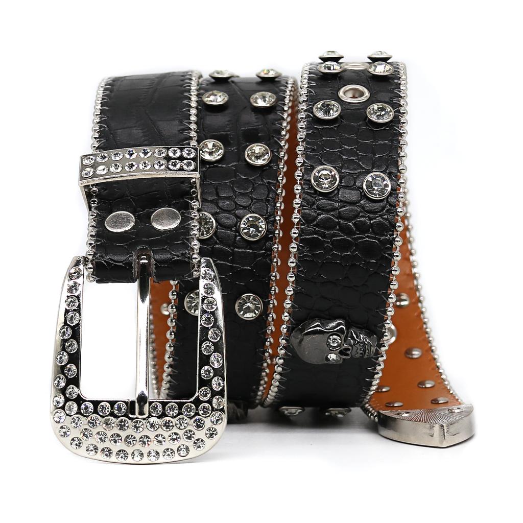 New PU Belt With Sparkling Crystal Diamond Belt Inlaid With Skeleton Accessories Fashion Trend High Quality Women's Belt