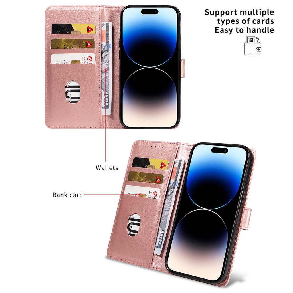 Husă de Piele pentru iPhone14 cu Sloturi pentru Carduri, Design Portofel Pliabil, Protecție Împotriva Demagnetizării și Lichidelor Vărsate.