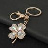 Four Leaf Clover Keychain Rhinestone Lucky Four Leaves Clover Keychain with Lobster Clasp Sparkling Good Luck Charm Gift for Women