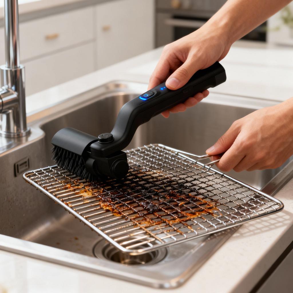 Electric Rotating Barbecue Brush, Wireless Charging Barbecue Cleaning Brush, Adjustable Angle, Bristle-free.