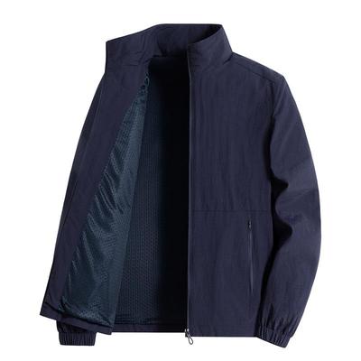 Men's Spring & Autumn Stand-Up Collar Lightweight Jacket, Loose Fit, Plus Size, Customizable Logo
