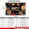 2D Leopard Print Happy Birthday Backdrop, Black Gold Balloon Party Decor