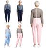 Dementie Ouderen Adaptieve Bodysuit Lange Mouw Geruit Patchwork Jumpsuit met Onzichtbare Rits voor en achter voor Speciale Behoeften