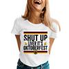 Unisex Casual Short Sleeve Pullover T Shirt with Letter Print Crew Neck Top Suitable for Oktoberfest and Everyday Wear