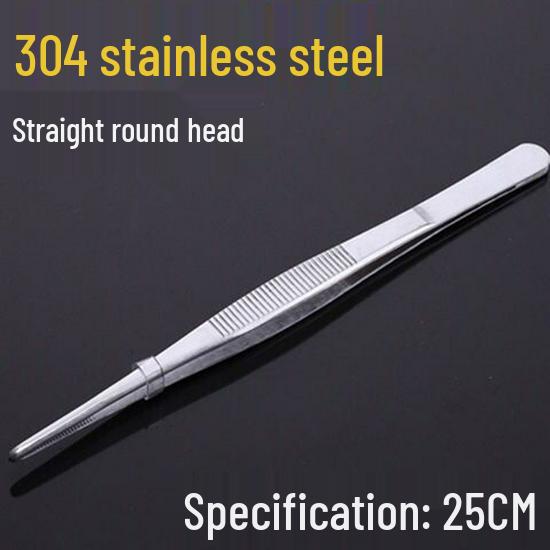 304 Stainless Steel Multifunctional Tweezers: Thickened Straight & Round Head, Bent Tip, Ideal for Aquatic Plants and Succulents.