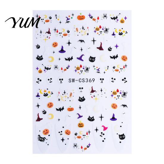 Holiday Nail Art Decals Halloween Stickers, Cartoon Pumpkin Ghost Bat for Stickers Decorations, Self-Adhesive Manicure Women Easy To Use Supplies