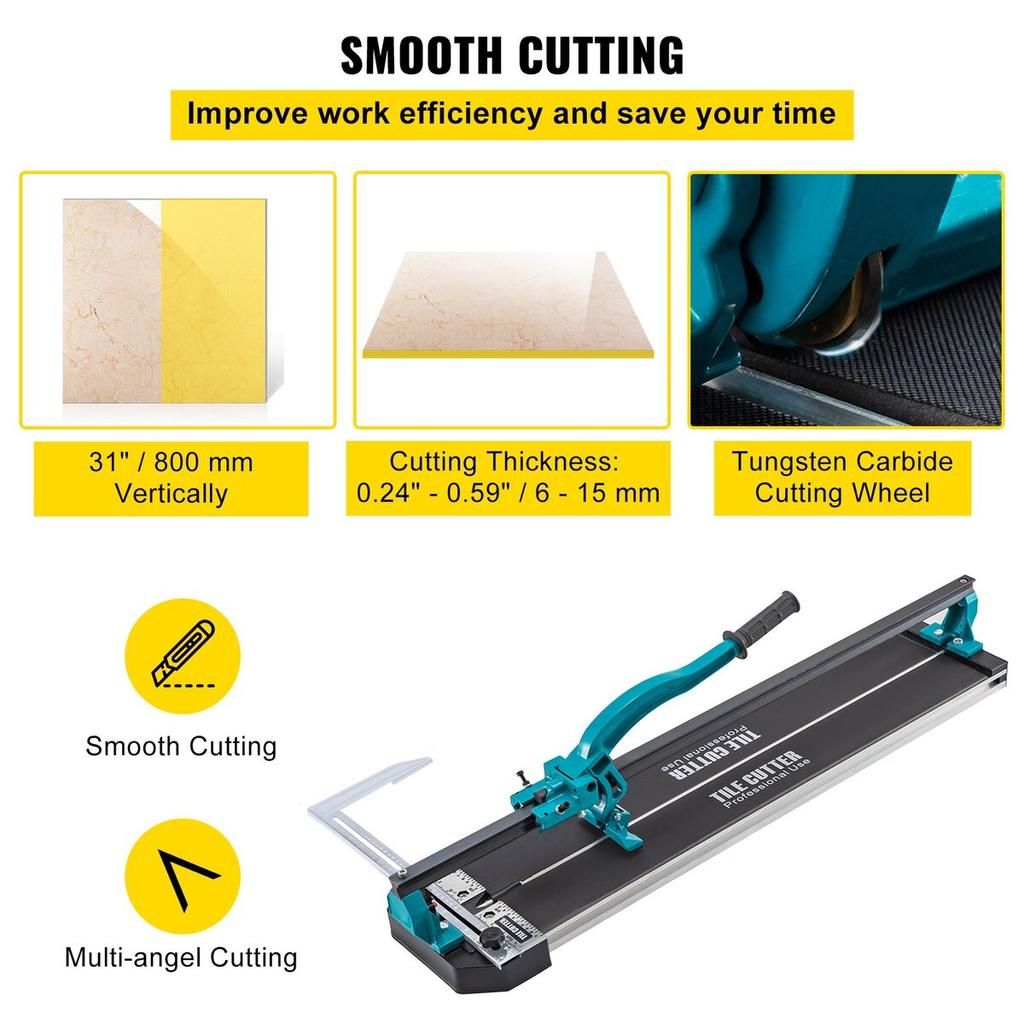 31 Inch Tile Cutter Single Rail Manual Tile Cutter 3/5 In Cap w/Precise Laser Positioning Manual Tile Cutter Tools for Precision Cutting