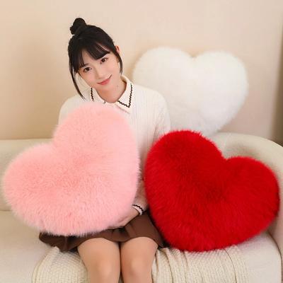 Soft Cartoon Love Heart Stuffed Pillow Plush Toys Furry Dolls Home Decor Comfortable Christmas Gift Birthday Present For Lover