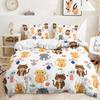 3D Digitaldruck Bett Dreiteilig Tierillustration Meeresleben Tiger Kuh Pferd Set