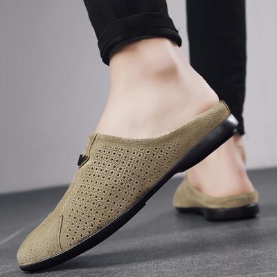 Pantofi noi bărbătești slip-on din piele, casual, pantofi jumătate pentru bărbați, papuci de casă pentru bărbați respirabili, pantofi de designer de vară pentru bărbați, mocasini cu decupaje