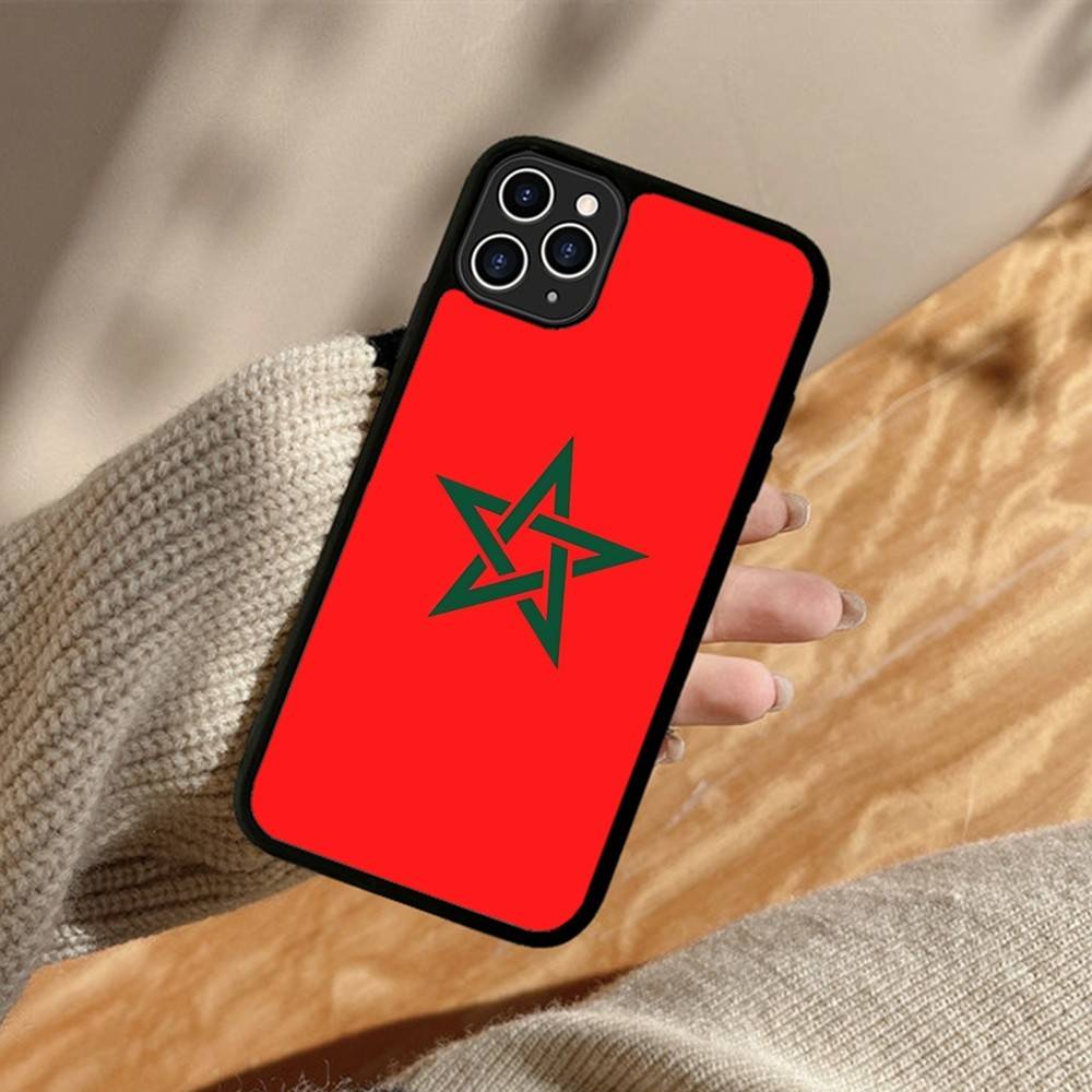 Morocco Map Flag Phone Case For IPhone 11 12 13 14 15 16 17 Pro Max Plus PC+TPU Cover