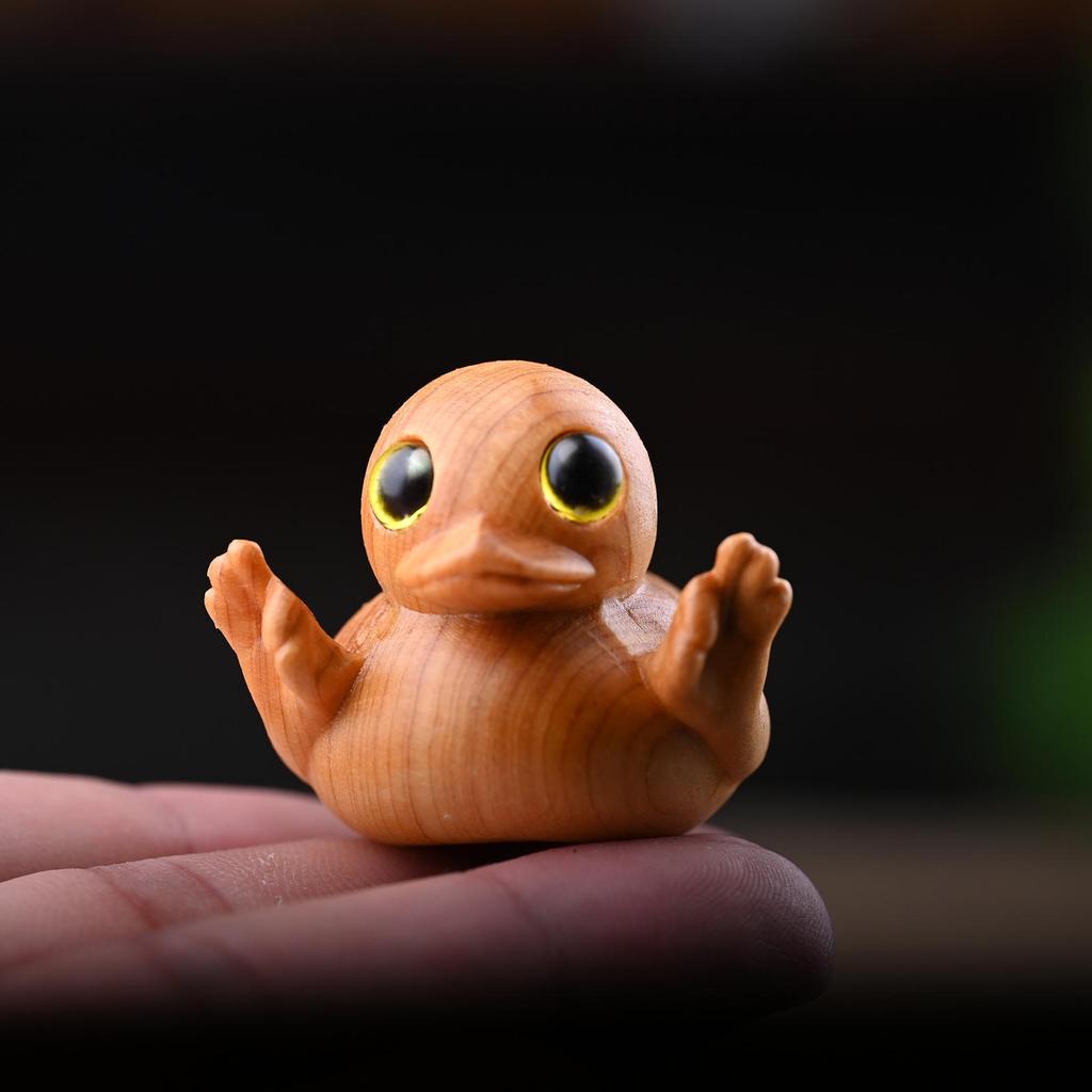 Hand-Carved Middle Finger Yellow Duck Desktop Ornament
