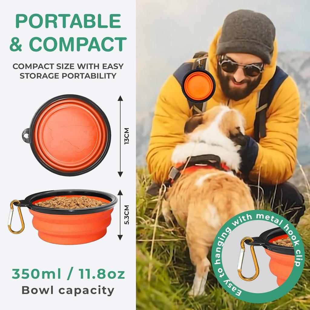 2-In-1 Collapsible Pet Bowls Dual Food And Water Bowls Flip Over Portable Dog Cat Pet Travel Feeder Bowl For Walking Camping