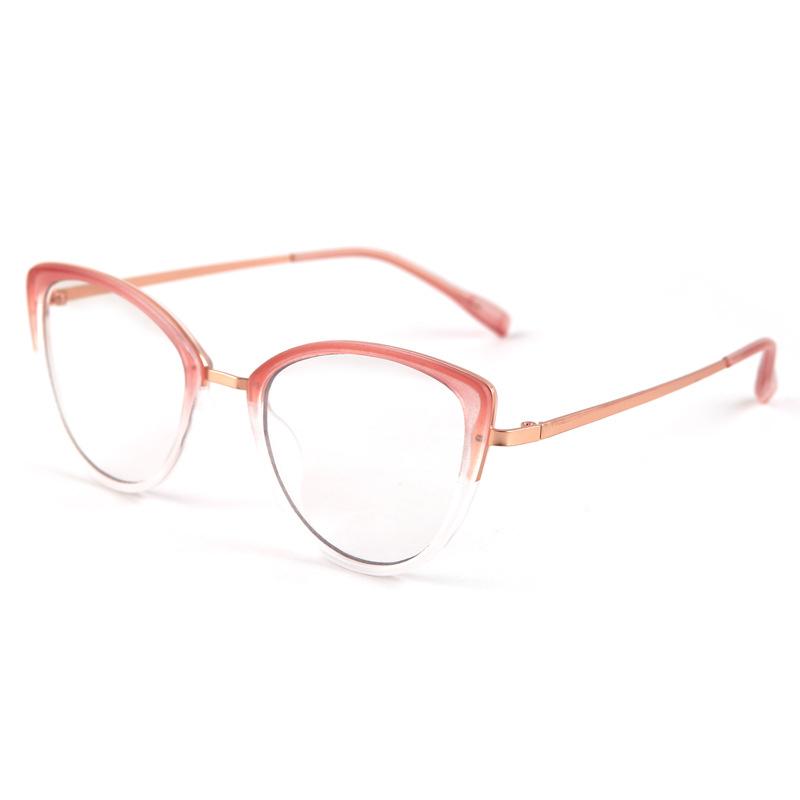 Trendy cat-eye photochromic anti-blue light glasses for women with round faces, making them look slimmer without makeup; also available as plain