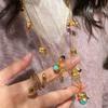 High-End Exquisite Light Luxury Heavy Industry Creates Bluebell Inlaid With Colorful Gemstones Long Thick Chain Necklace Earrings
