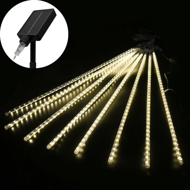 Solar Meteor Shower Rain LED String Lights 8 Tubes Street Garlands Christmas Tree Decorations for Outdoor Fairy Garden Lights