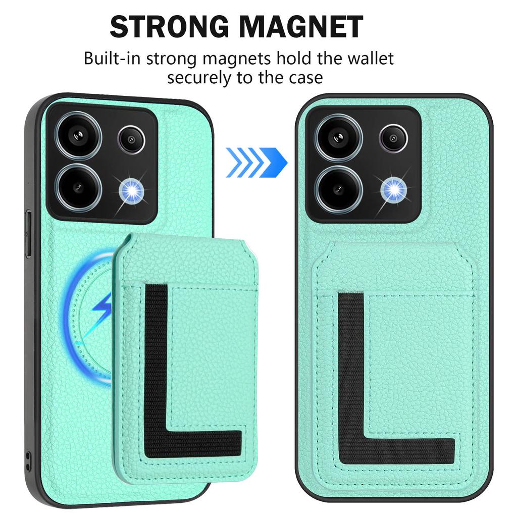For Xiaomi Poco X6 5G/Xiaomi Redmi Note 13 Pro 5G Magnetic Case TPU+PU Leather Phone Back Cover with Detachable Card Holder