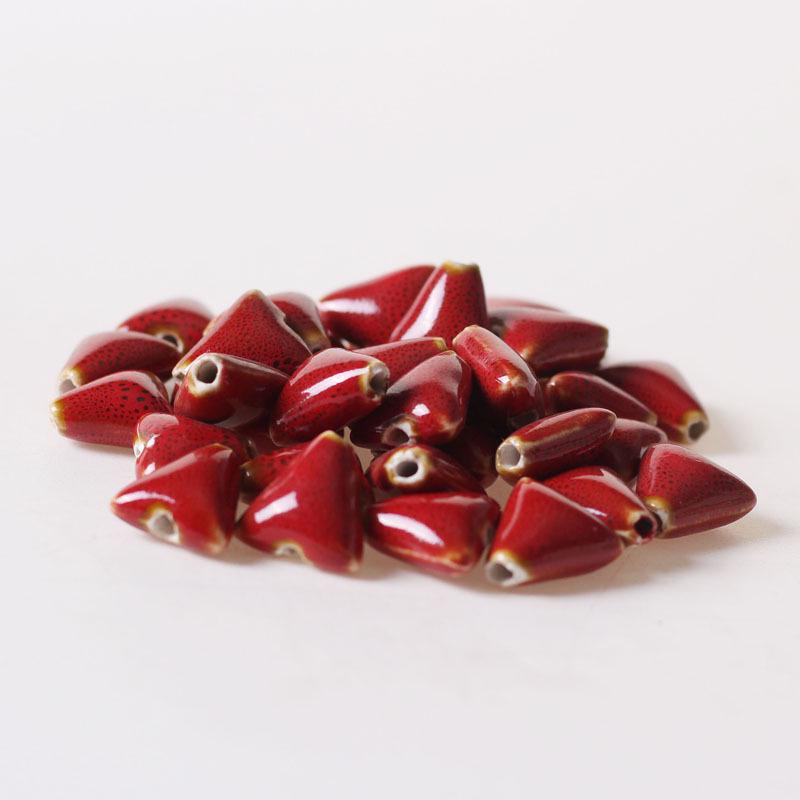 Floral Glaze Triangle Beads 16mm - Irregular Loose Beads for Bracelets