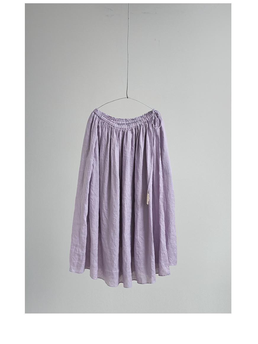 

Women s Retro Purple Linen Long Skirt - Lightweight, Elastic Waist M ярко-розовый/фиолетовый
