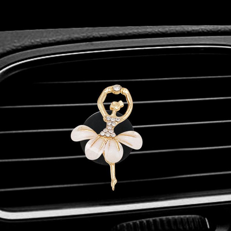 2pcs Hook Car Air Vent Clip Cute Cartoon Creative Ballet Girl Car Perfume Decorative Clip Car Air Freshener Diffuser
